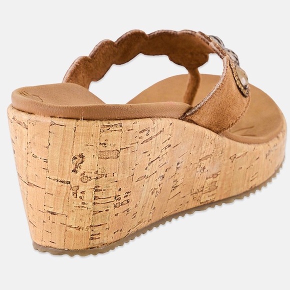SKECHERS  Cork Style Wedge Thong Sandal - Picture 14 of 15